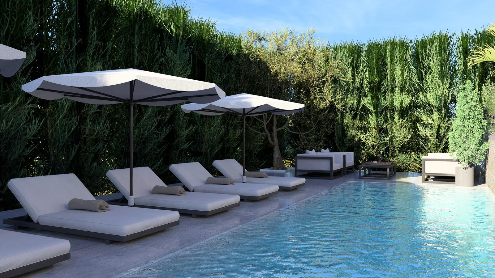 Projet Saint-Légier — piscine avec transats