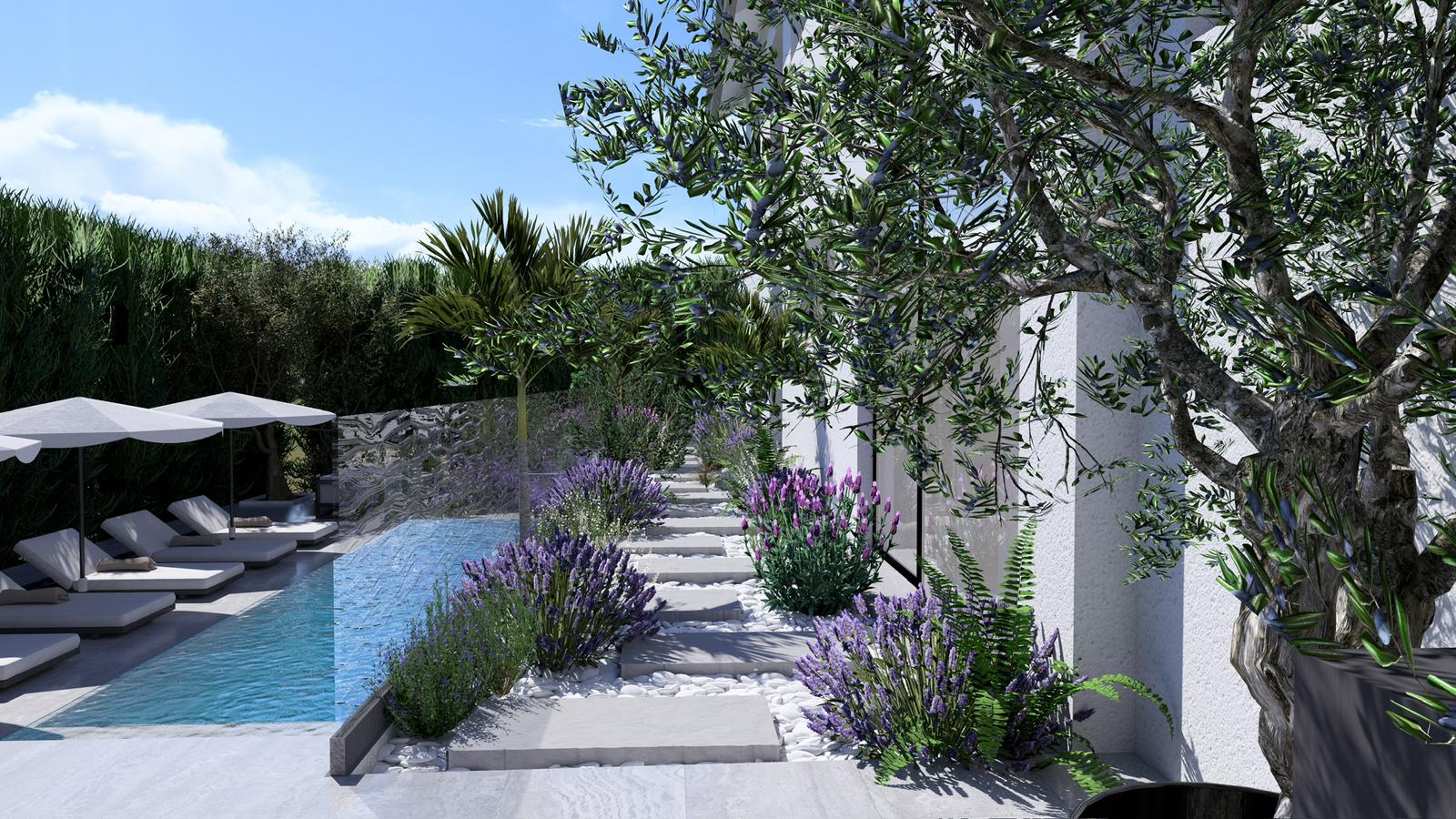 Projet Saint-Légier — jardin, pergola et piscine