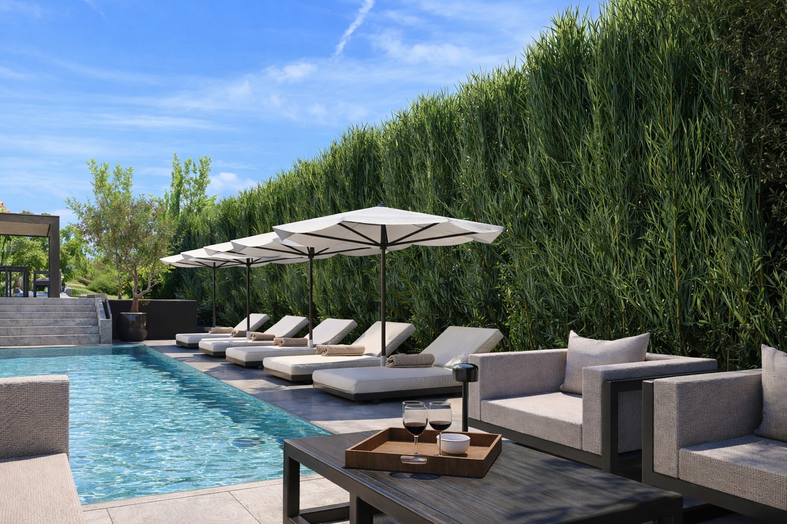 Suisse — terrasse et piscine à débordement